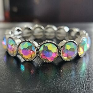 Iridescent Silver Stretchy Bracelet
